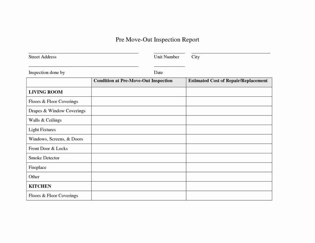 Move In Move Out Inspection Form New Property Management With Property Management Inspection Report Template