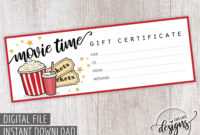 Movie Gift Certificate, Birthday Gift Certificate Printable inside Movie Gift Certificate Template