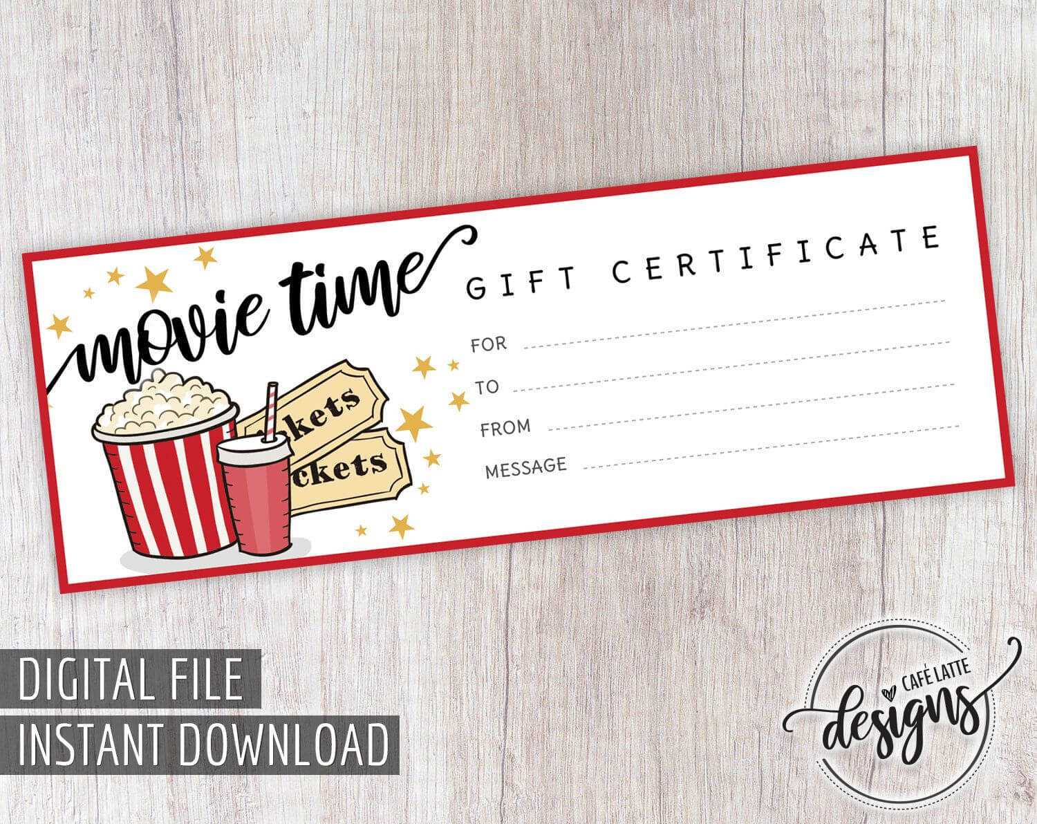 Movie Gift Certificate, Birthday Gift Certificate Printable Inside Movie Gift Certificate Template