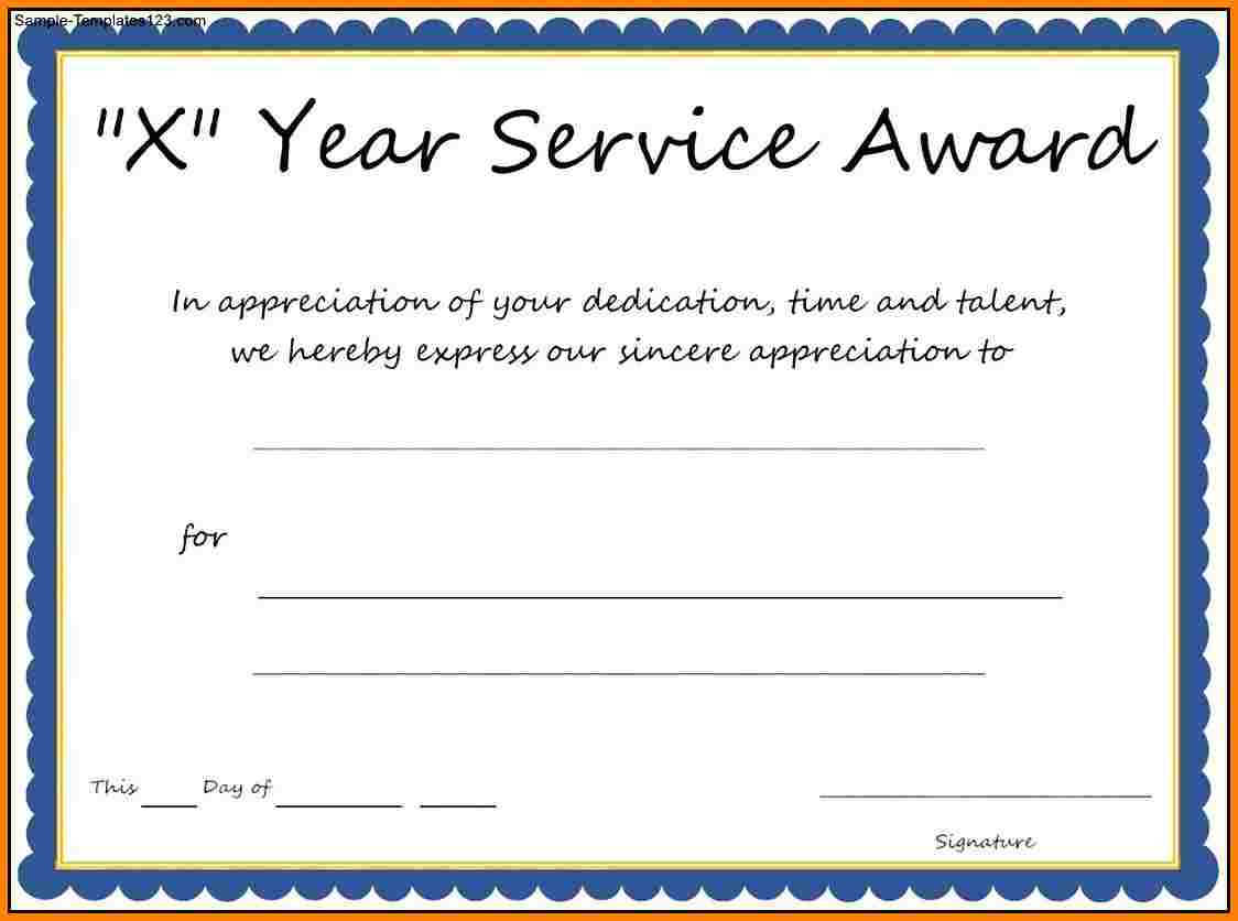 Multi Year Service Award Certificate Template Intended For Certificate For Years Of Service Template