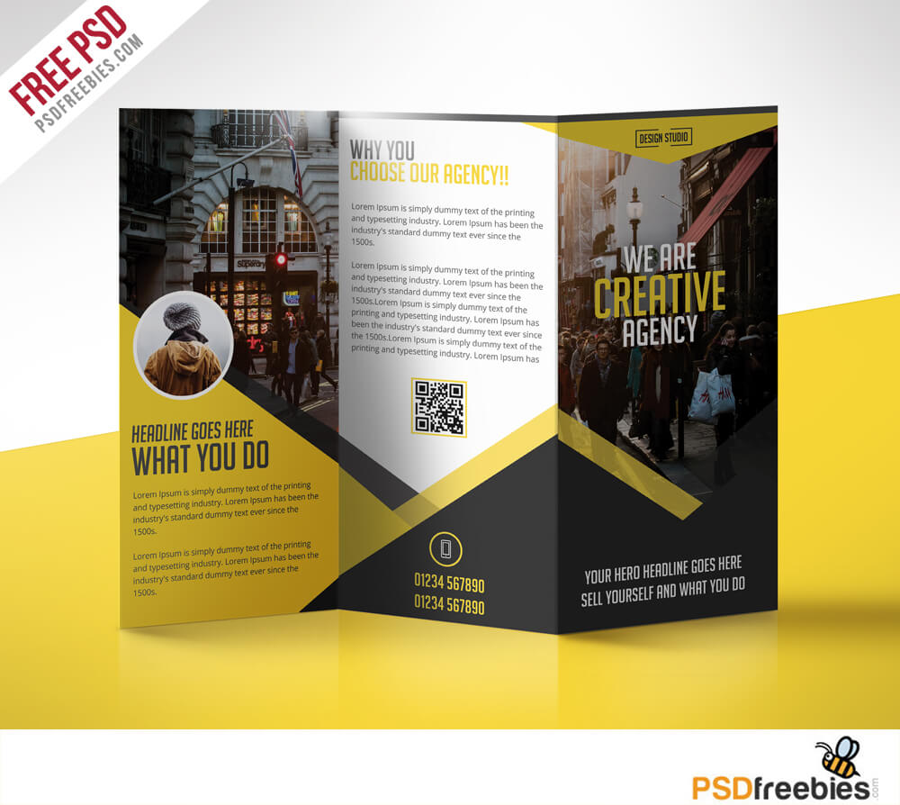 Multipurpose Trifold Business Brochure Free Psd Template For 3 Fold Brochure Template Free
