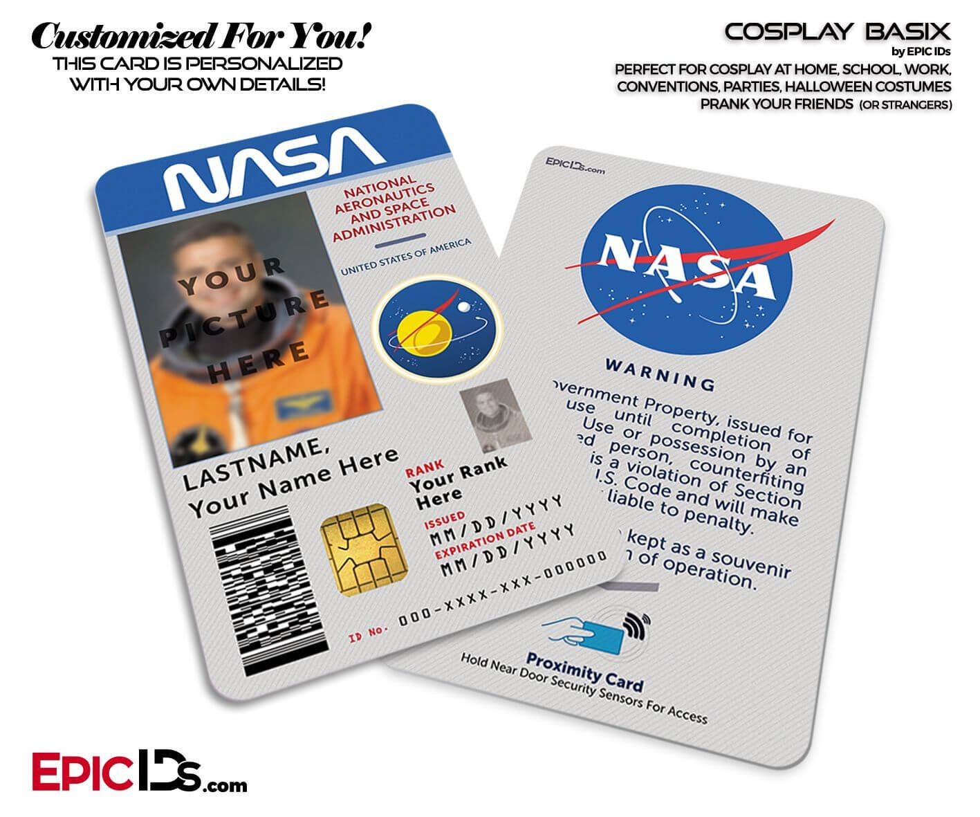 Nasa Astronaut Themed Cosplay Access Id Badge | Nasa, Id In Faculty Id Card Template