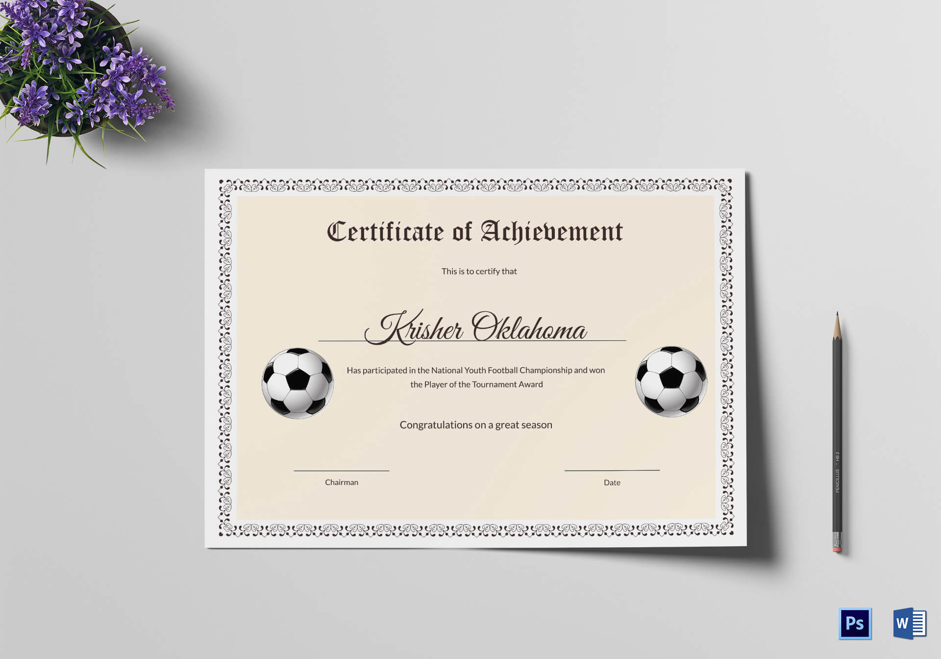 National Youth Football Certificate Template Intended For Football Certificate Template