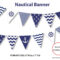 Nautical Banner, Printable Banner, Nautical, Diy Party, Navy Intended For Nautical Banner Template