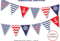 Nautical Banner, Printable Banner, Nautical, Diy Party, Navy with regard to Nautical Banner Template