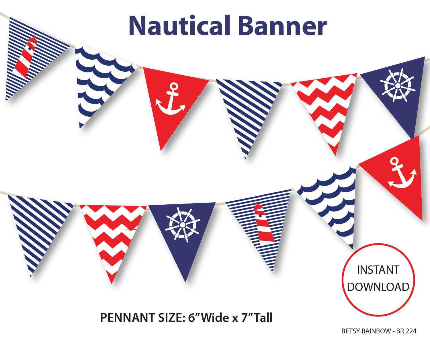 Nautical Banner, Printable Banner, Nautical, Diy Party, Navy With Regard To Nautical Banner Template