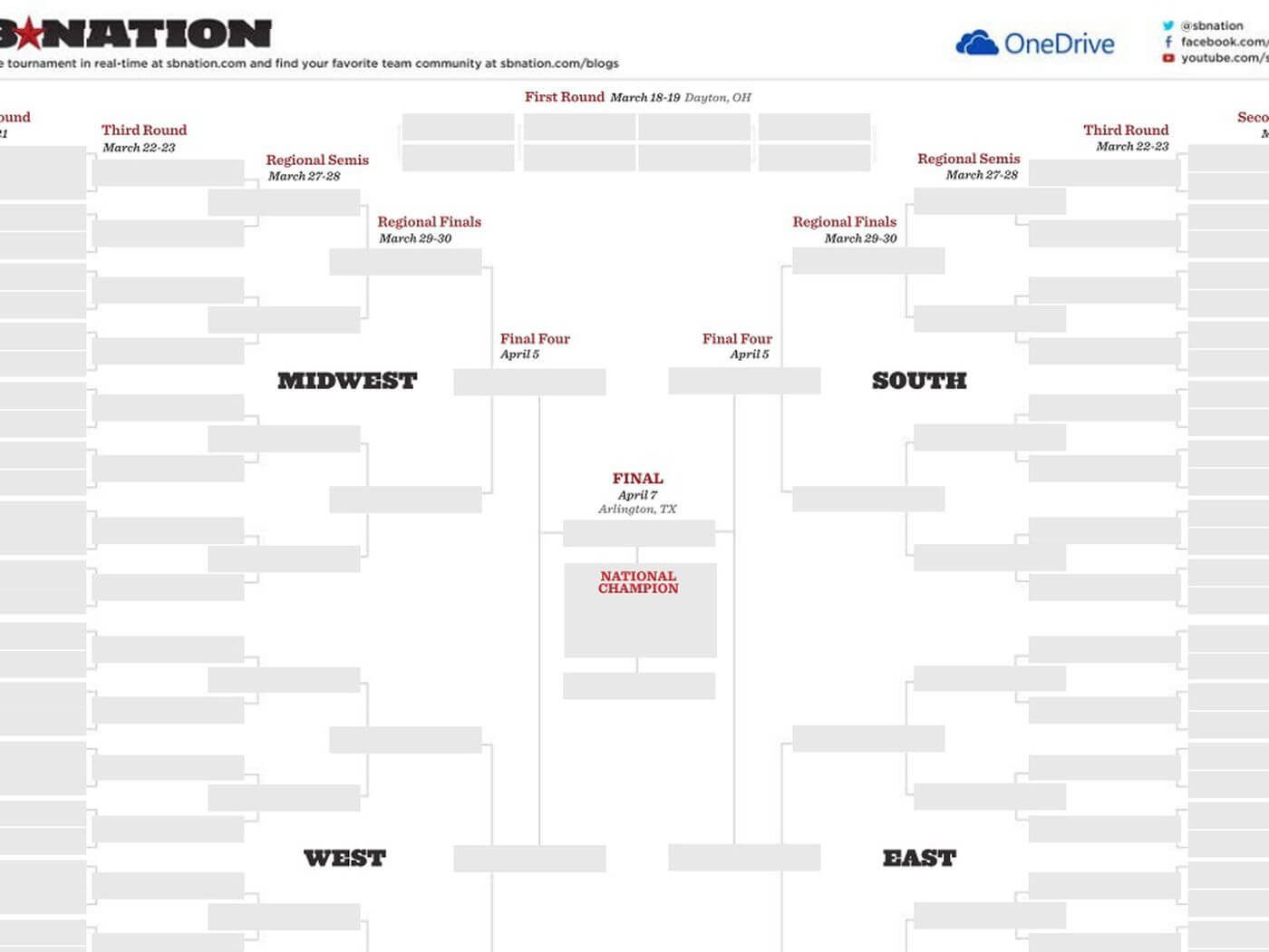 Ncaa March Madness 2014: Blank Printable Bracket For In Blank Ncaa Bracket Template