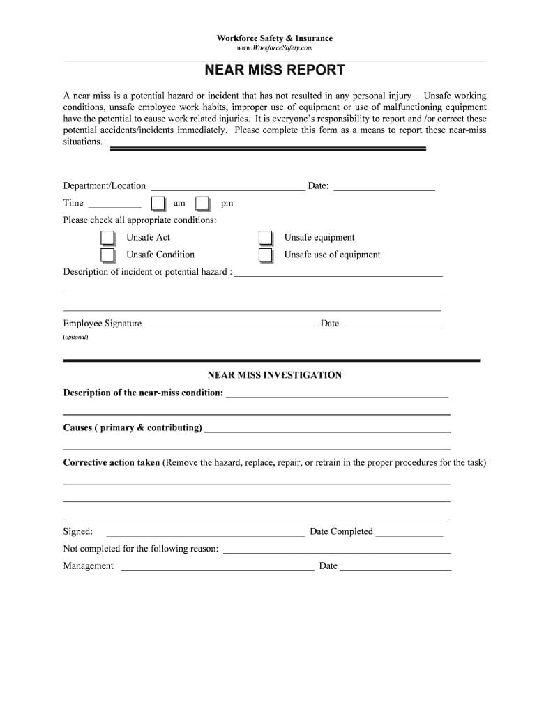 Near Miss Reporting Form – Fill Online, Printable, Fillable Pertaining To Medication Incident Report Form Template