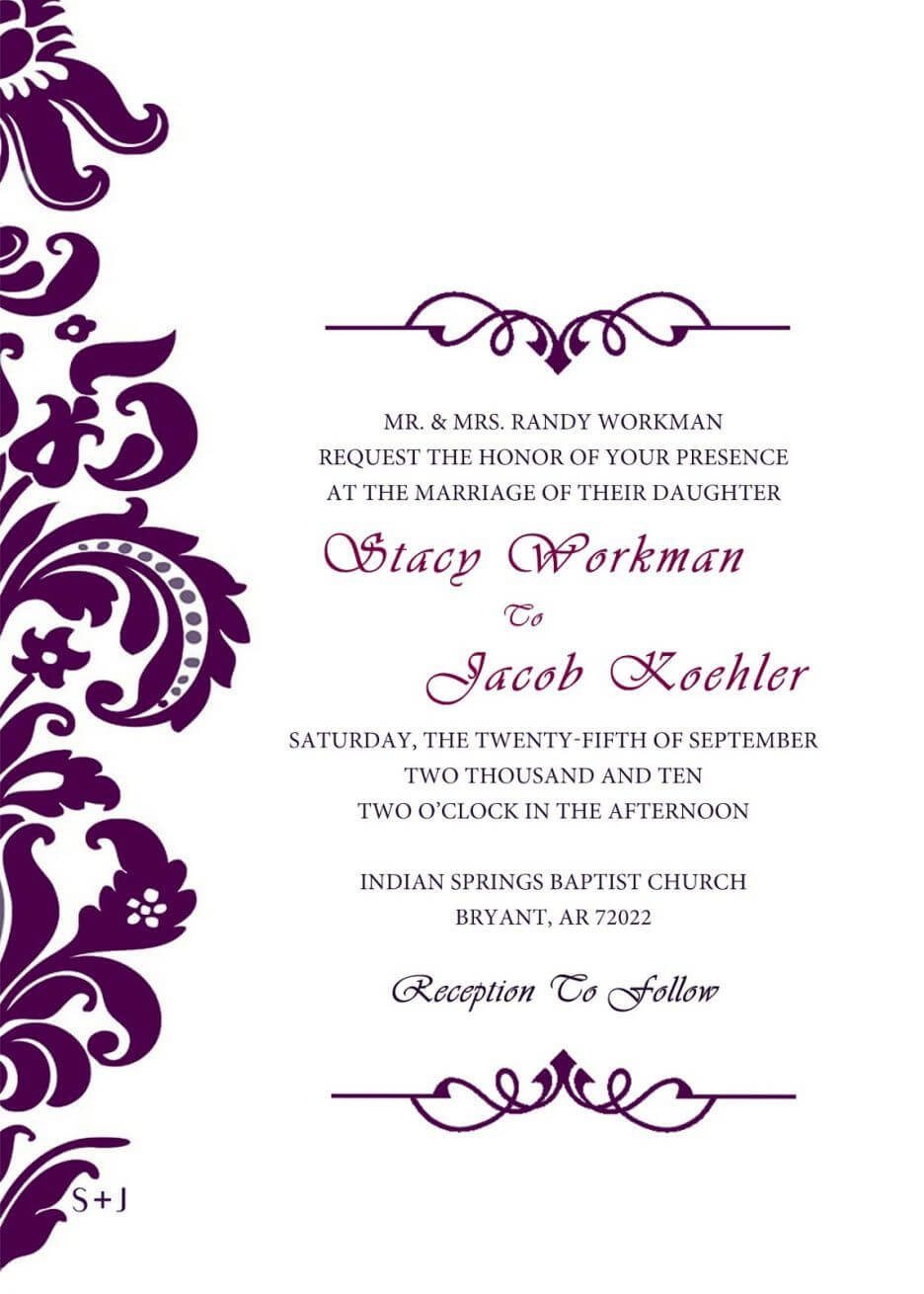 Neat And Simple | Free Wedding Invitation Templates, Free Inside Church Wedding Invitation Card Template