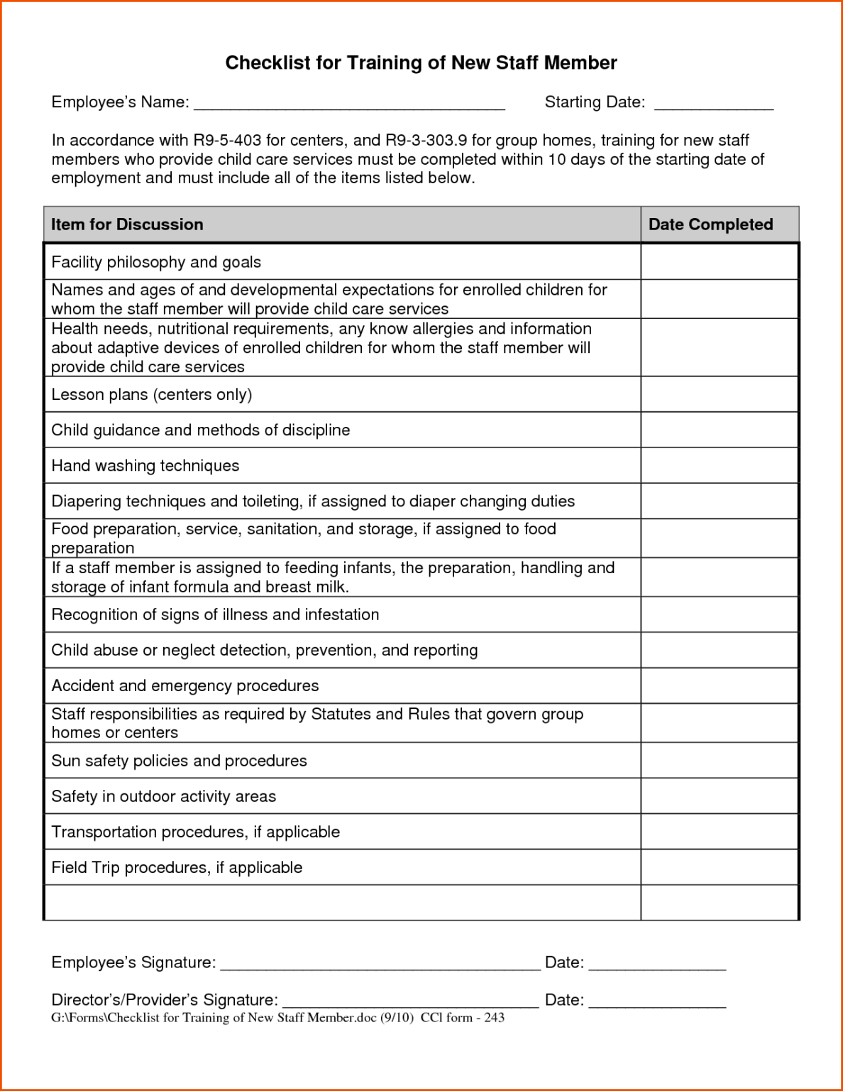 New Employee Training Checklist Template Checklist Throughout