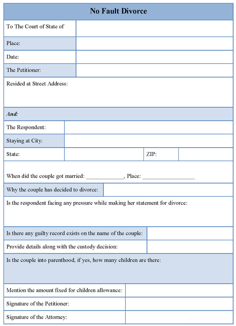 No Fault Divorce Form : Sample Forms With Regard To Fault Report Template Word