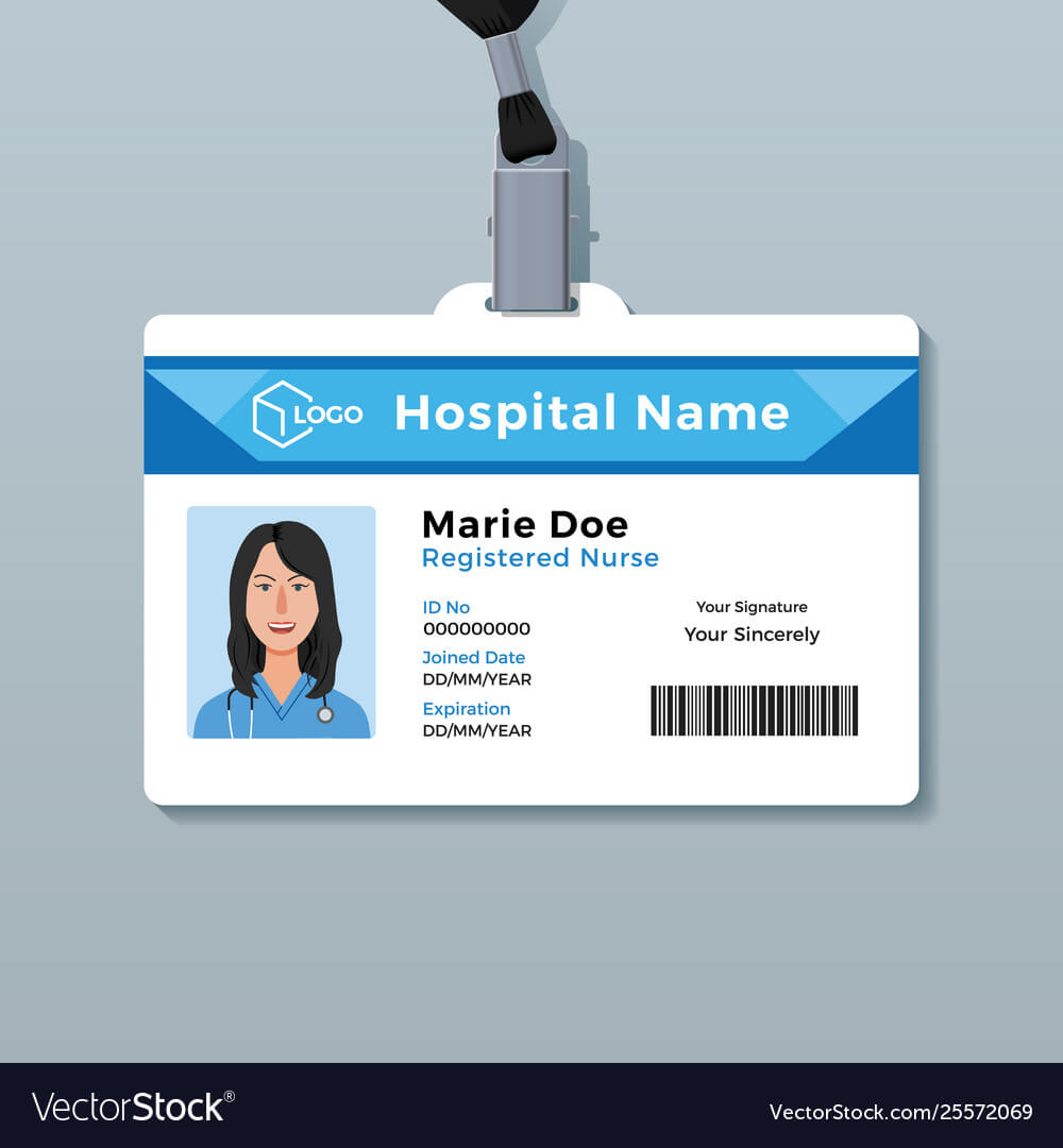 Nurse Id Card Medical Identity Badge Template With Hospital Id Card Template