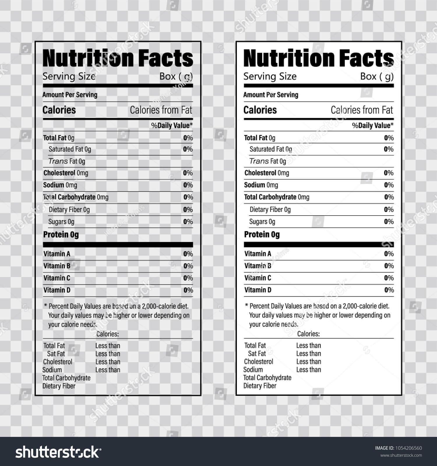 Nutrition Facts Information Label Template. Daily Value Intended For Blank Food Label Template
