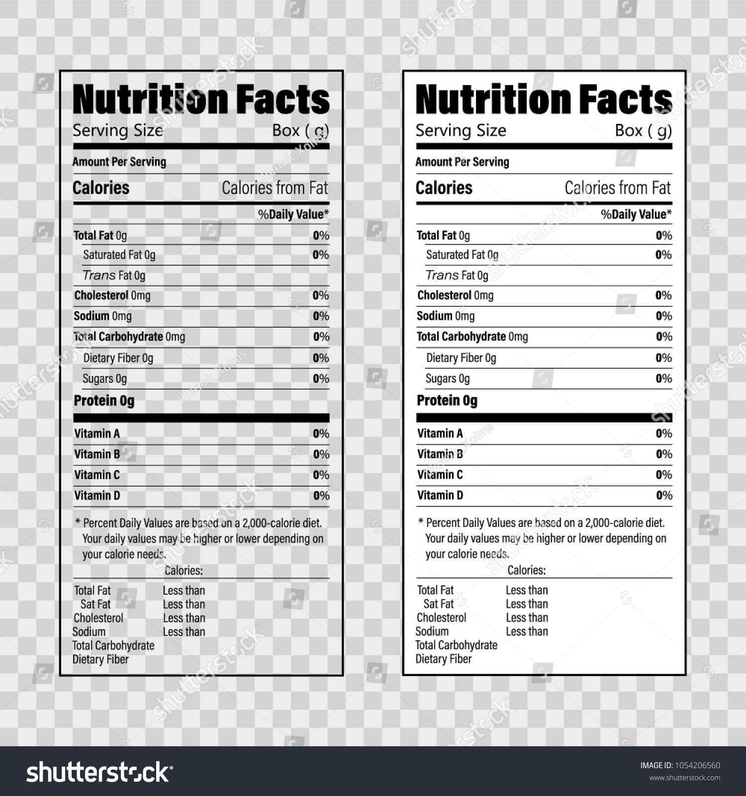 Nutrition Facts Information Label Template. Daily Value Intended For Nutrition Label Template Word