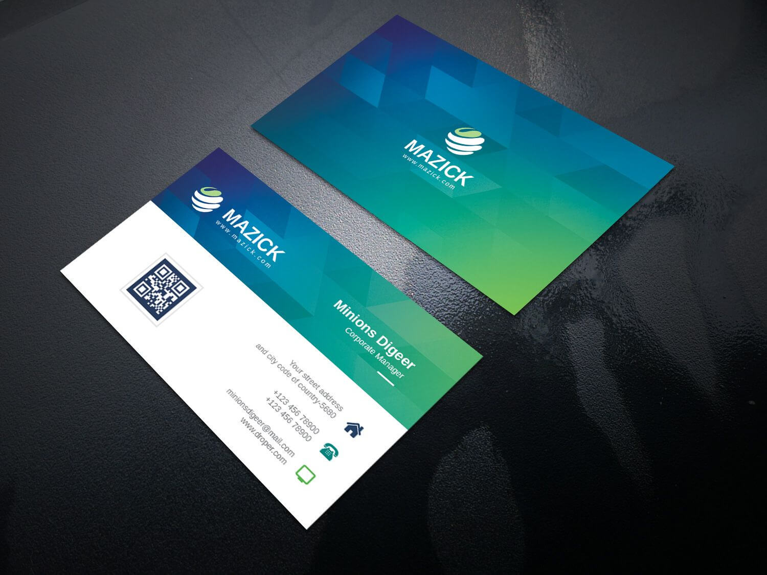 Ocean Professional Corporate Business Card Template With Professional Name Card Template