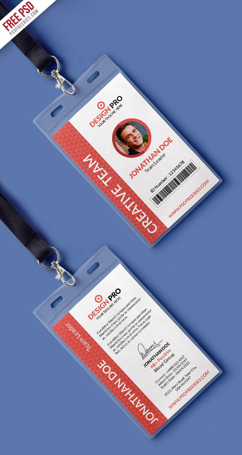 Office Identity Card Template Psd | Id Card Template With Regard To Id Card Design Template Psd Free Download