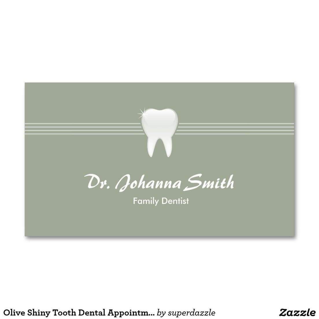 Olive Shiny Tooth Dental Appointment Female | Zazzle Intended For Dentist Appointment Card Template