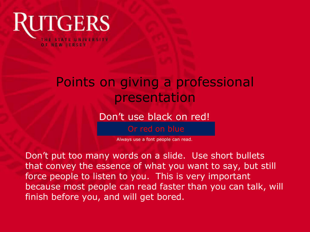 On Giving A Good Talk – Department Of Food Science Throughout Rutgers Powerpoint Template