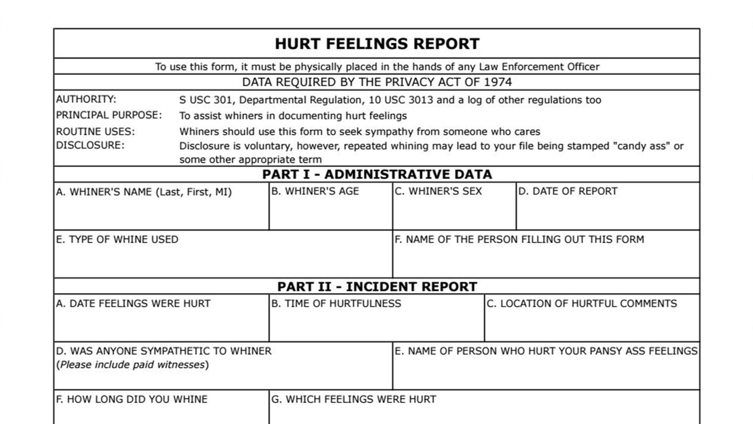Oops! Delaware School Accidentally Emails Form Mocking Intended For Hurt Feelings Report Template