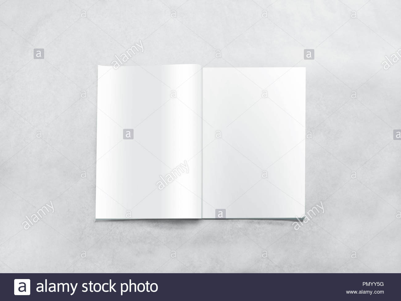 Opened Blank Magazine Pages Mockup, Isolated On Textured With Blank Magazine Spread Template
