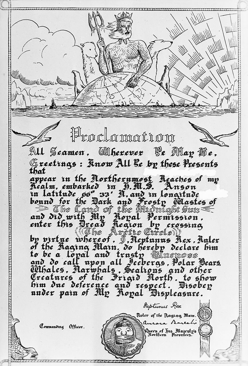 Order Of The Blue Nose' Certificate, Awarded To Sailors To For Crossing The Line Certificate Template