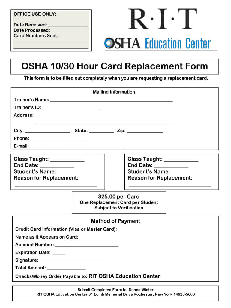 Osha 30 Card Template - Fill Online, Printable, Fillable Regarding Osha 10 Card Template