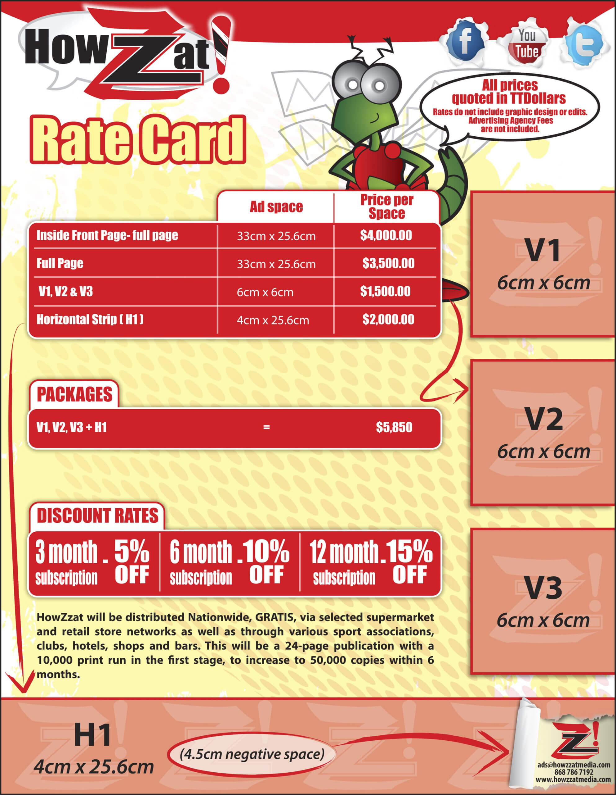 Our Rate Card For All Advertisers | Print Advertising Intended For Advertising Rate Card Template