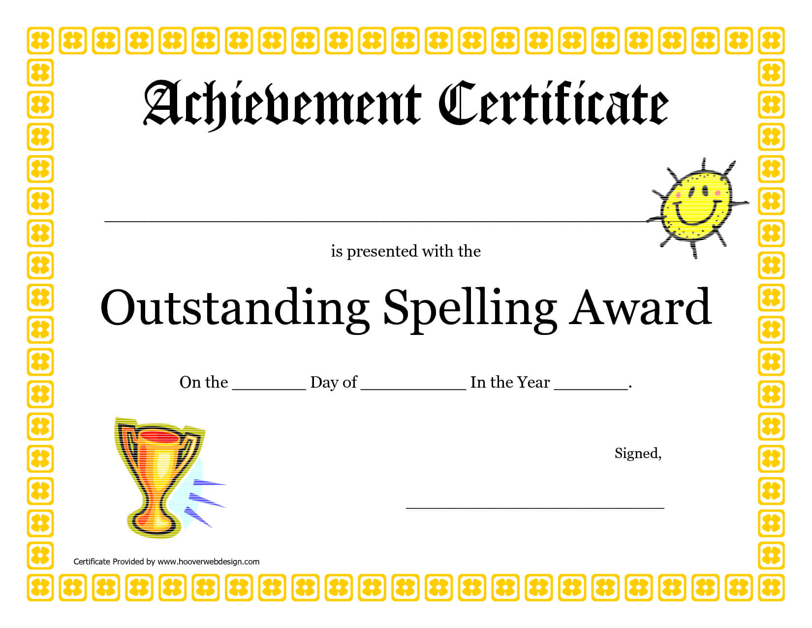 Outstanding Spelling Award Printable Certificate Pdf Picture Within Classroom Certificates Templates