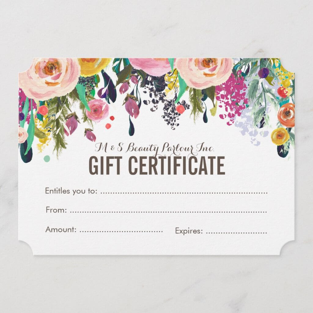 Painted Floral Salon Gift Certificate Template | Gift Intended For Salon Gift Certificate Template
