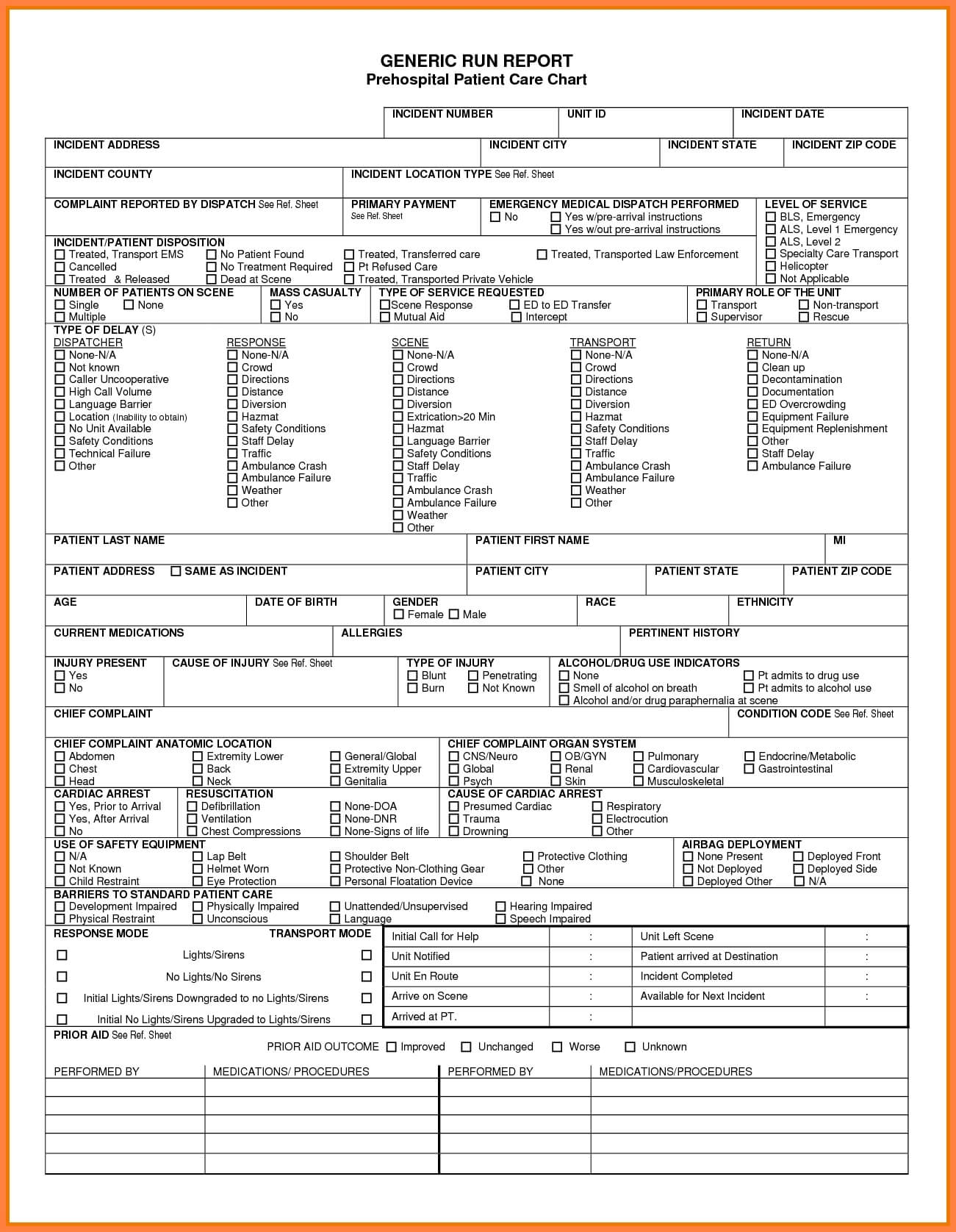 Patient Care Reports Examples – Free Download In Patient Care Report Template