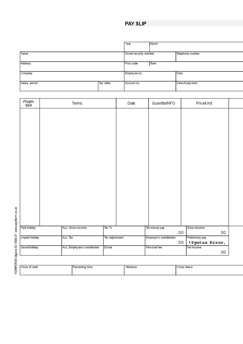 Payslip Template | Templates At Allbusinesstemplates In Blank Payslip Template