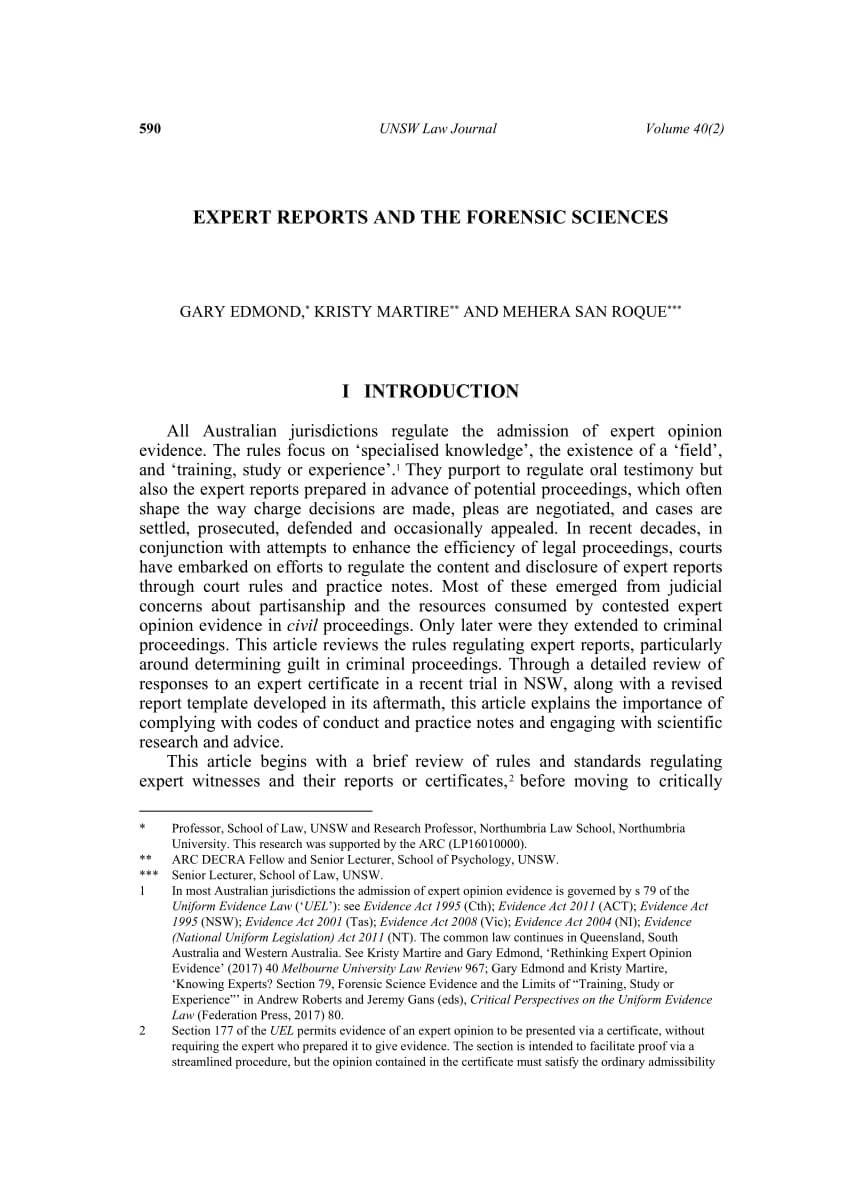 Pdf) Expert Reports And The Forensic Sciences For Expert Witness Report Template