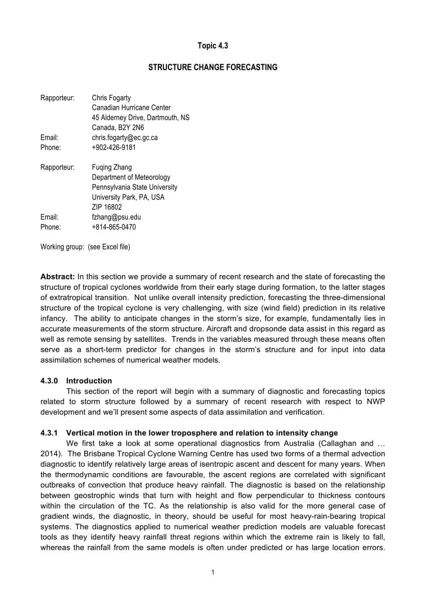 Pdf) Structure Change Forecasting - Rapporteur Report, Topic 4.3 For Rapporteur Report Template