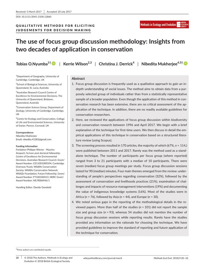 Pdf) The Use Of Focus Group Discussion Methodology: Insights In Focus Group Discussion Report Template