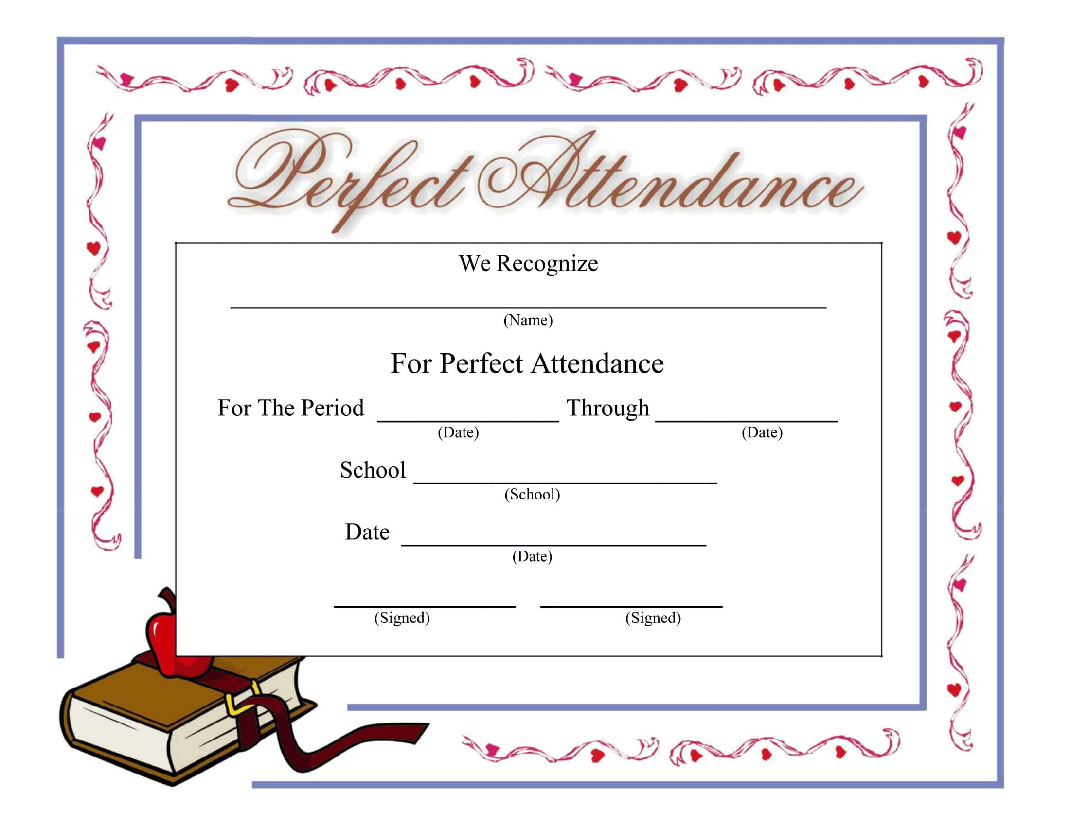 Perfect Attendance Certificate – Download A Free Template Within Perfect Attendance Certificate Template