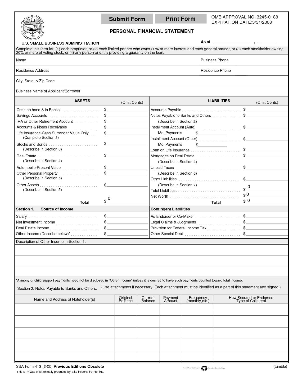 Personal Financial Statement Blank Form Excel – Forza With Blank Personal Financial Statement Template