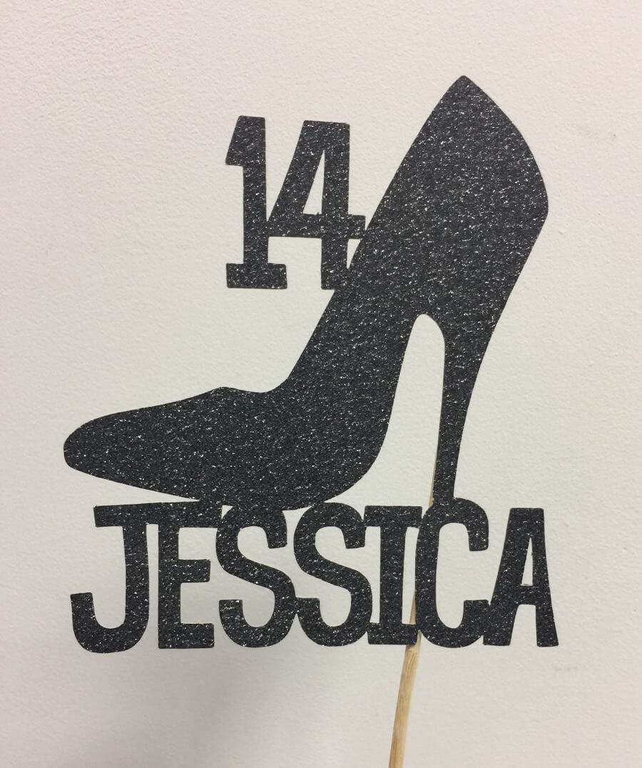 Personalise This Glitter Card Cake Topper In A High Heel Throughout High Heel Shoe Template For Card