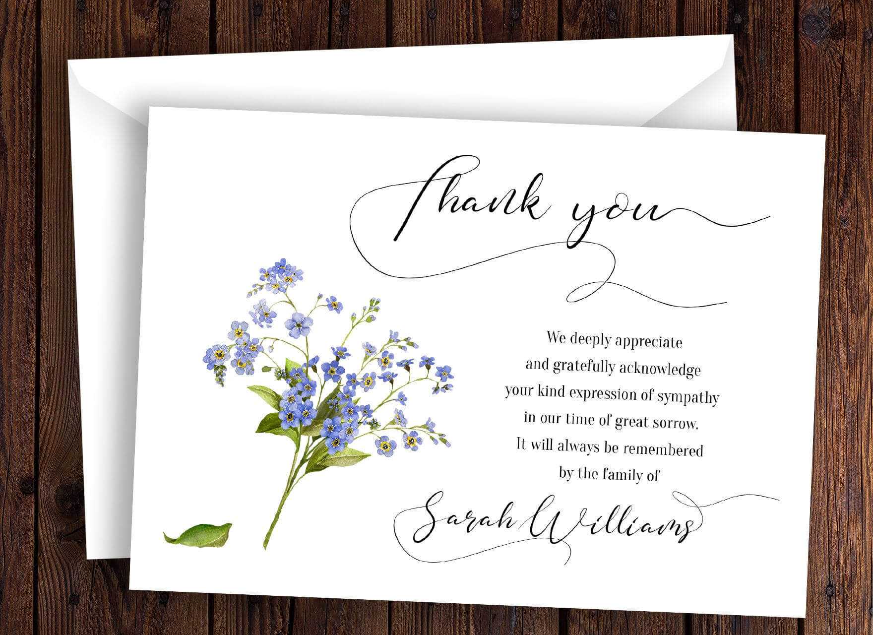 Personalized Funeral Thank You Card Sympathy Thank You Card Intended For Sympathy Thank You Card Template