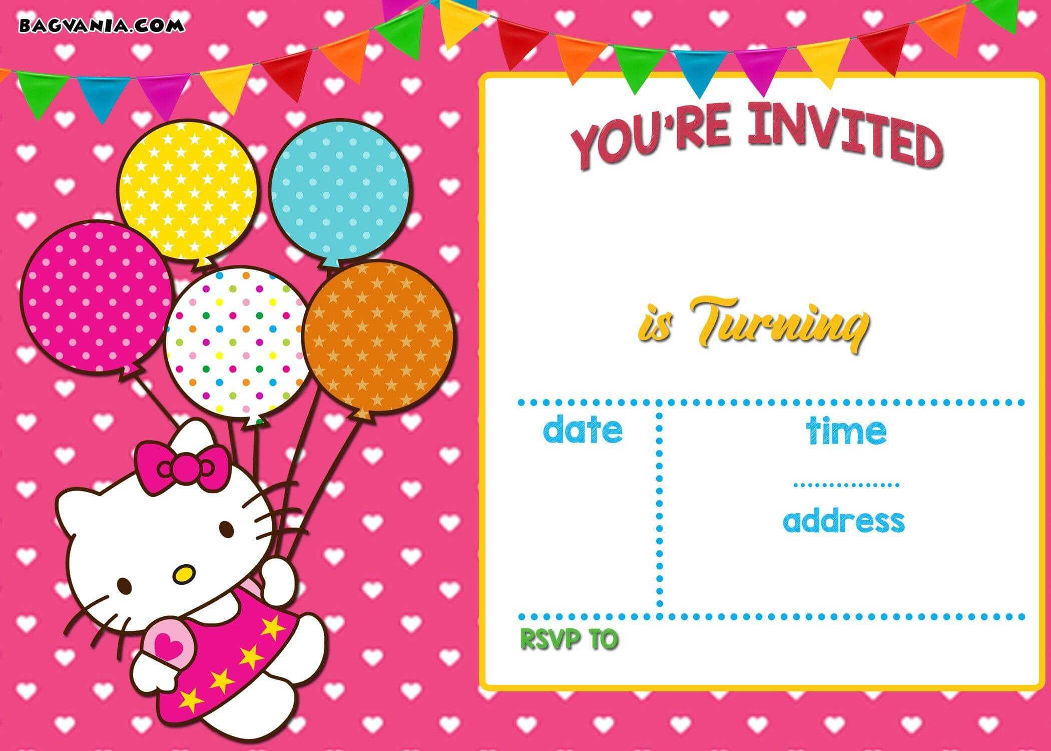 Personalized Hello Kitty Birthday Invitations – | Hello Intended For Hello Kitty Birthday Card Template Free