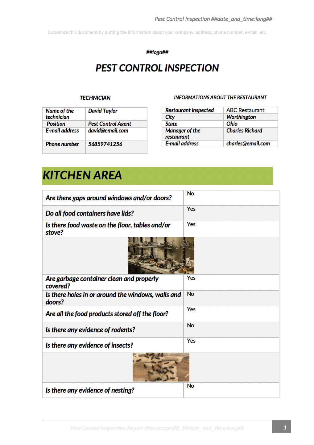 Pest Control Inspection With Kizeo Forms From Your Cellphone With Regard To Pest Control Inspection Report Template