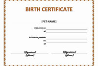 Pet Birth Certificate Maker | Pet Birth Certificate For Word pertaining to Birth Certificate Templates For Word