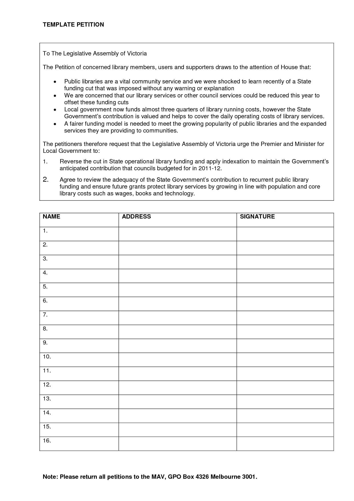 Petition Form Template. Payment Payment Application Regarding Blank Petition Template