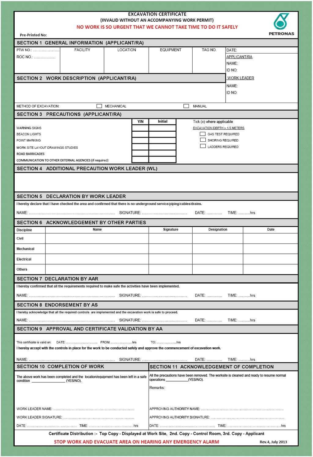 Petronas Carigali Permit To Work Procedure Petronas Carigali With Regard To Electrical Isolation Certificate Template