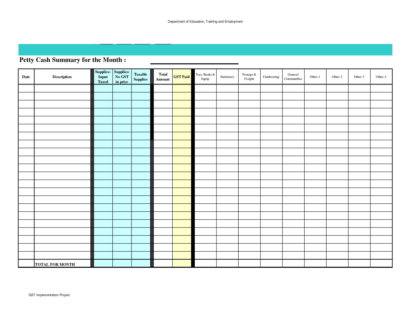 Petty Cash Spreadsheet Template Excel | Statement Template Intended For Petty Cash Expense Report Template