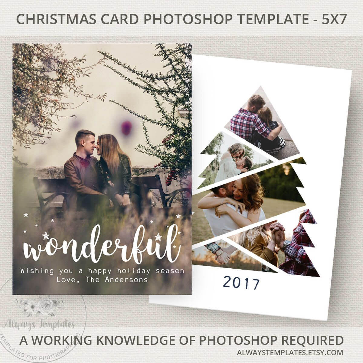 Photo Christmas Card Template, Christmas Tree Card Template Within Christmas Photo Card Templates Photoshop