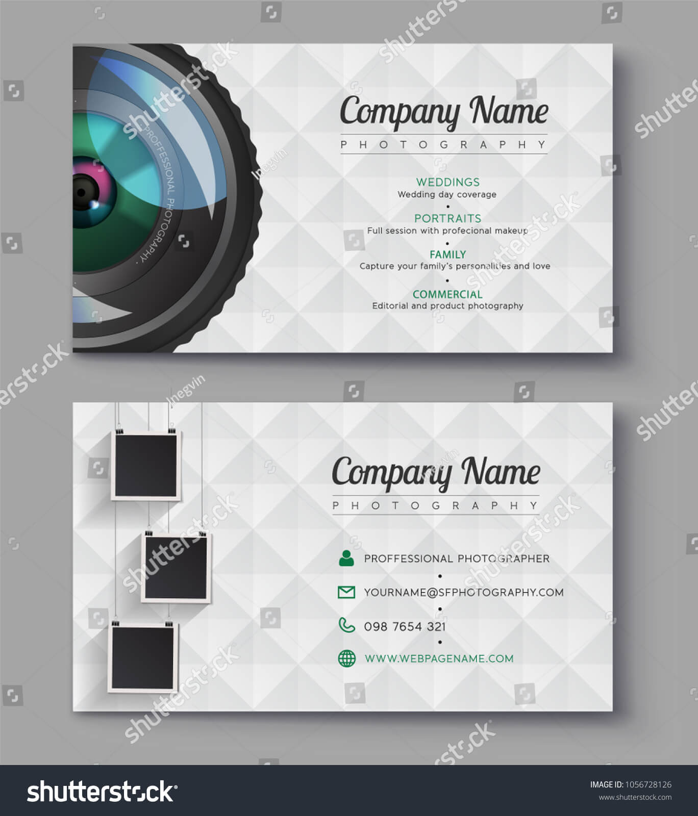 Photographer Business Card Template Design Photography Stock Regarding Photographer Id Card Template