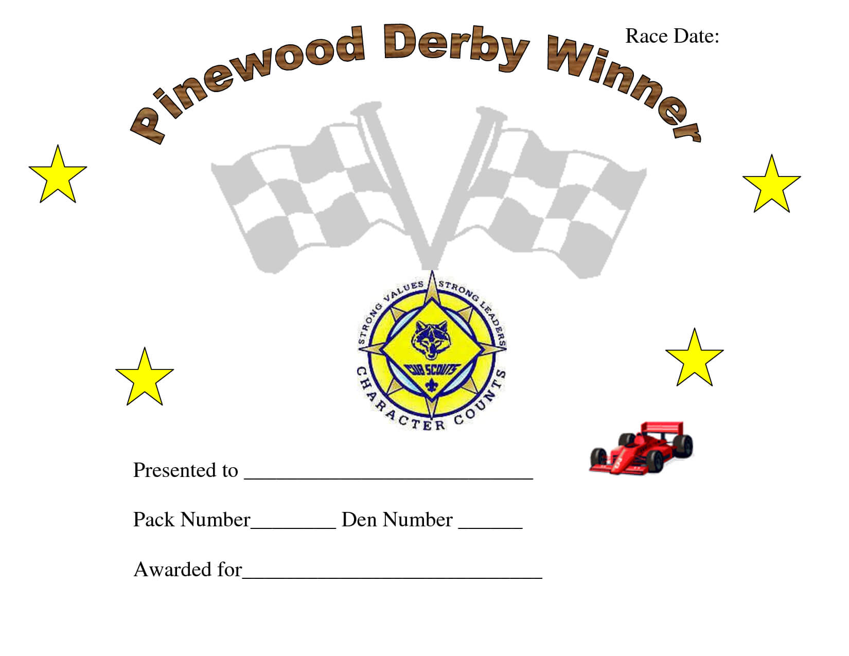 Pin On Cub Scouts With Regard To Pinewood Derby Certificate Template