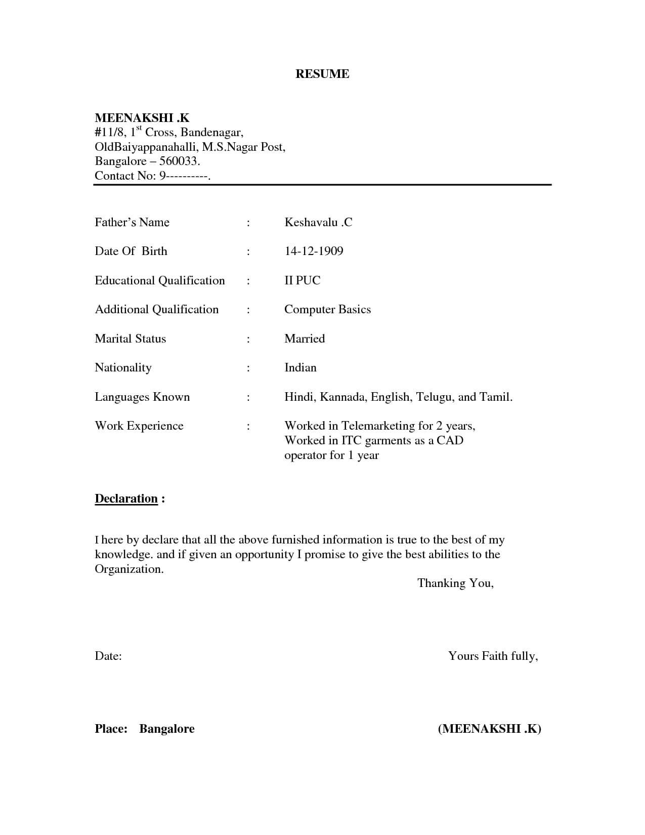 Pinbhushan Computer On Download Resume | Basic Resume In How To Write A Work Report Template