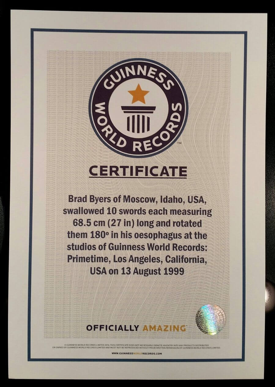 Pinbrad Byers On Brad Byers World Record Certificates Regarding Guinness World Record Certificate Template