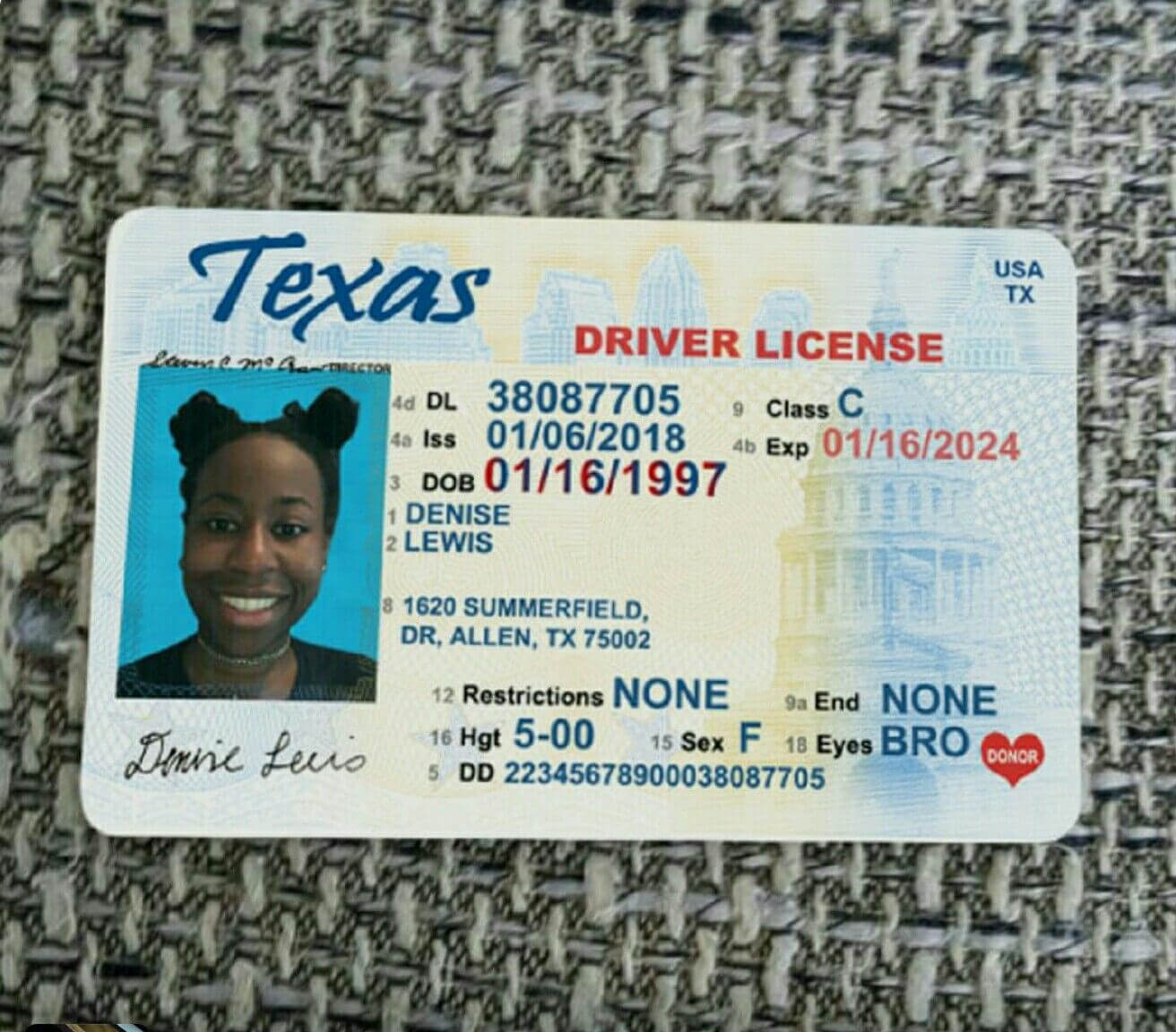 Pinkato O'dell On Drivers License | Id Card Template Within Texas Id Card Template